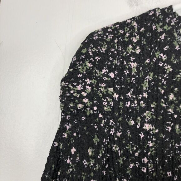 Loft Top Puff Sleeve Textured Floral Dark Cottagecore Nature Feminine Womens SP - Picture 6 of 10